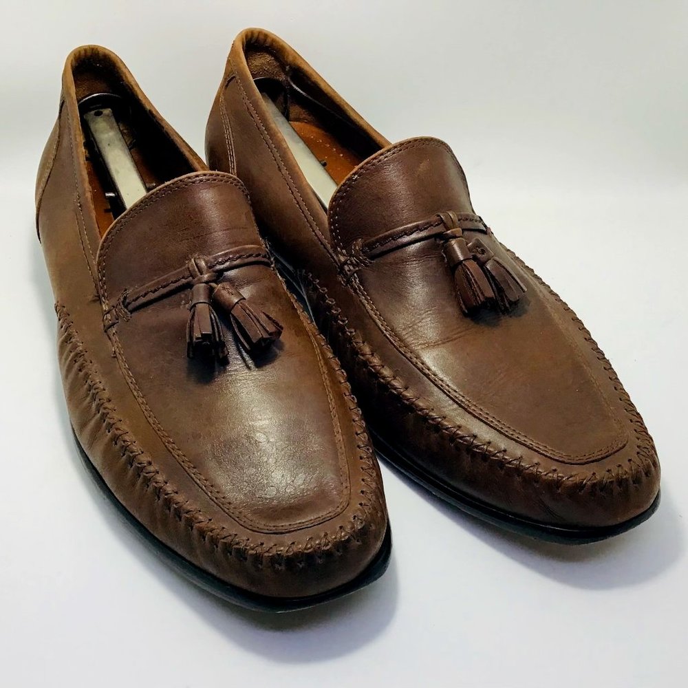 Bostonian Mens 10 M Brown Leather Tassel Loafers Dress Shoes
